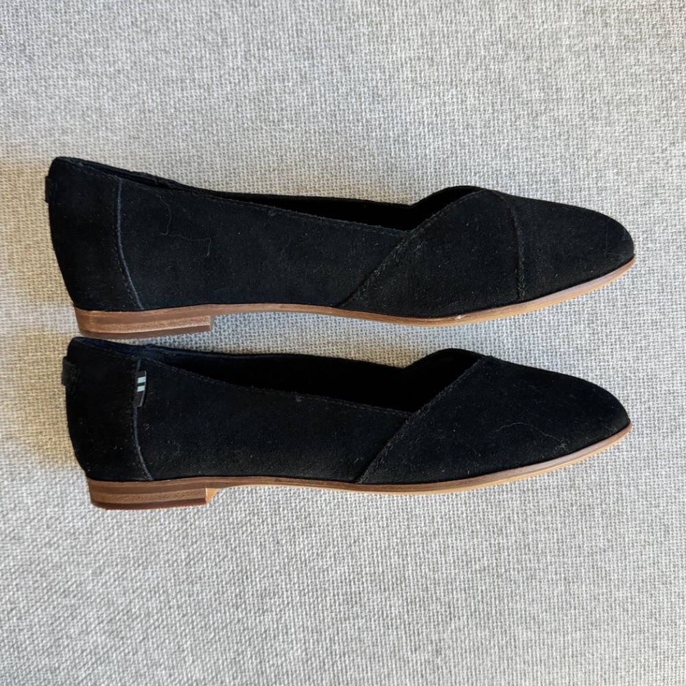 TOMS Women's 5.5 Jutti Neat Ballet Flats Casual Slip On Black Suede - Picture 6 of 9